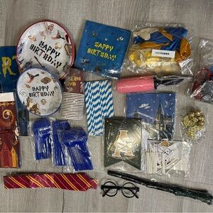 New Blue & Gold Harry Potter Wizard Party Supplies Set - Happy Birthday